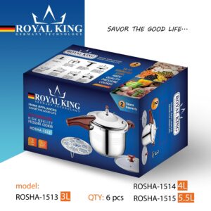 زودپز تک دسته 3لیتر رویال کینگ مدلROSHA-1513